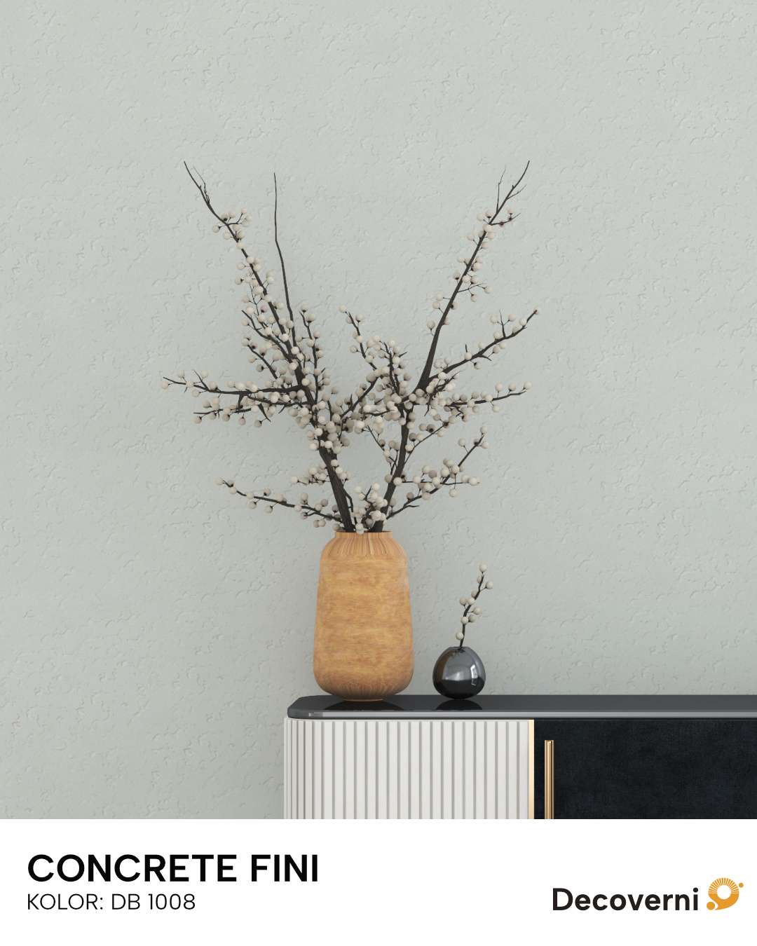 Wizualizacja ściany pomalowanej Decoverni Concrete Fini DB 1008